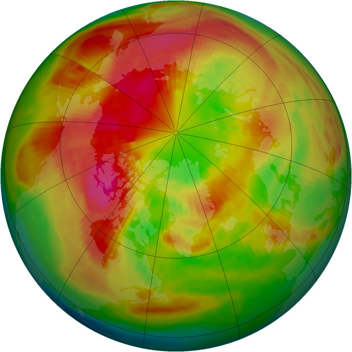 Arctic ozone map for 09 March 1991
